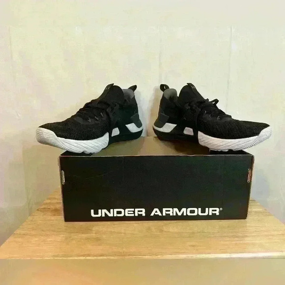 UA Under Armour Men\'s Project Rock 4‎ Training Sneakers - Black/White Size 10.5 main image 7